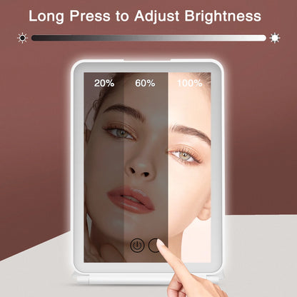 Portable LED Makeup Mirror – 60 Lights, 15X Magnification, Touch Screen, USB Rechargeable