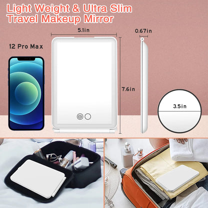 Portable LED Makeup Mirror – 60 Lights, 15X Magnification, Touch Screen, USB Rechargeable