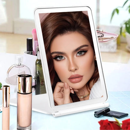 Portable LED Makeup Mirror – 60 Lights, 15X Magnification, Touch Screen, USB Rechargeable